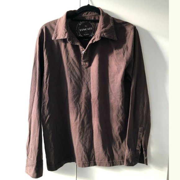 TINCATI Coffee Brown Polo Shirt Pullover, 100% Cotton (Italian), Size Medium - Picture 7 of 16